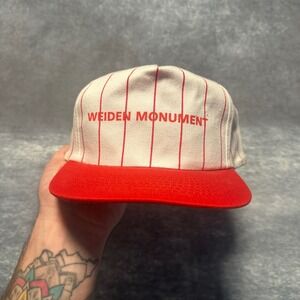 Vintage Pinstripe White Red Snapback Hat Mens Adjustable OSFM‎ Weiden Monument